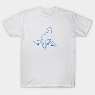 Capybara chilling with Ducks in blue ink T-Shirt